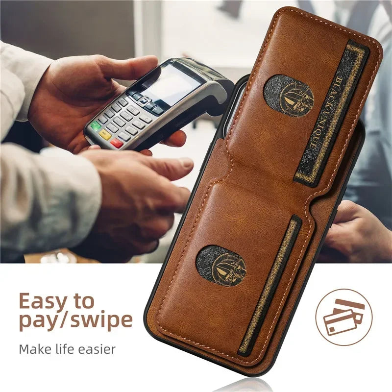 Luxury Wallet Phone Case Card Holder Leather Magnetic Pocket Cover For iPhone 16 15 14 13 12 11 Pro Max Plus XS XR 16ProMax