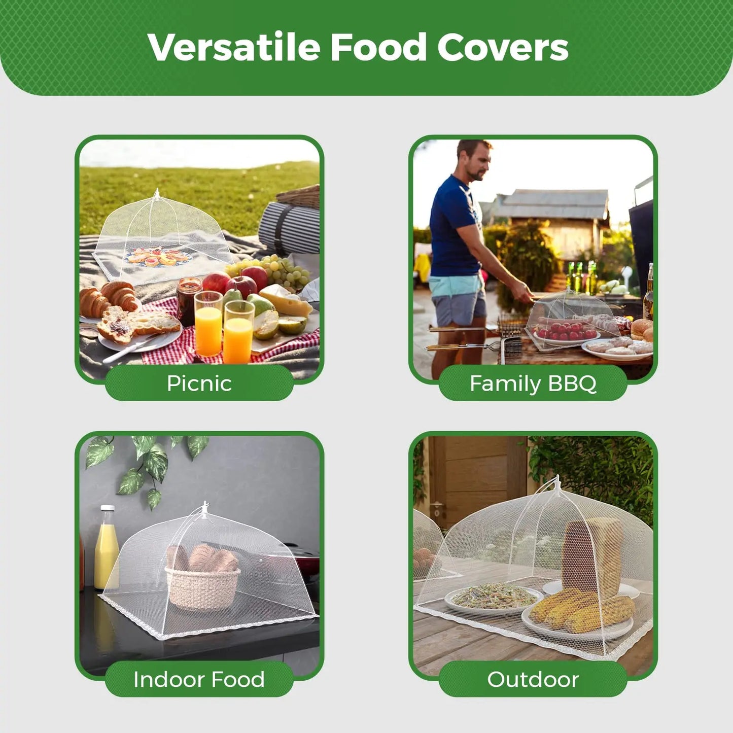 Picnic Food Covers for Outside Mesh: 3/6/12 Packs  - Collapsible Screen Umbrella Food Tent