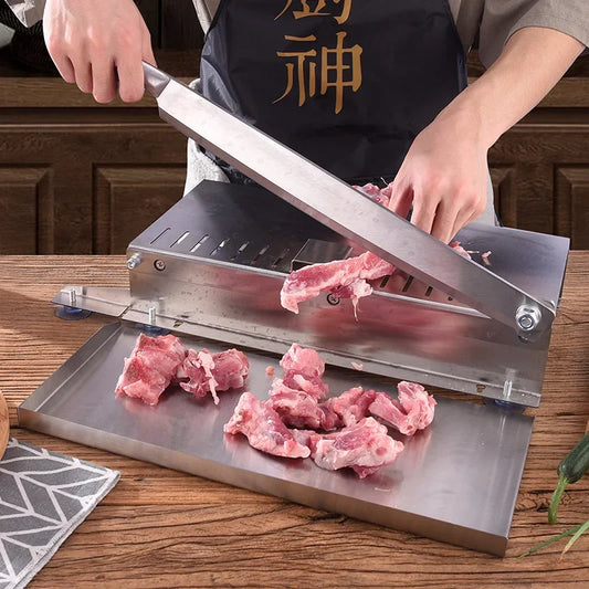 Manual Meat Slicer Spareribs Bone Cutter Machine Jerky Slicer Rib Chicken Fish Frozen Meat Vegetables Knife