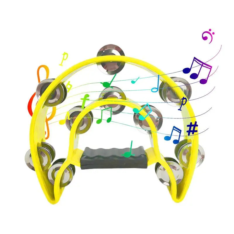 Musical Tambourine Handbell With Double Row Jingles Bell Percussion Drum Party Gift Percussion Instruments For Kids Adults