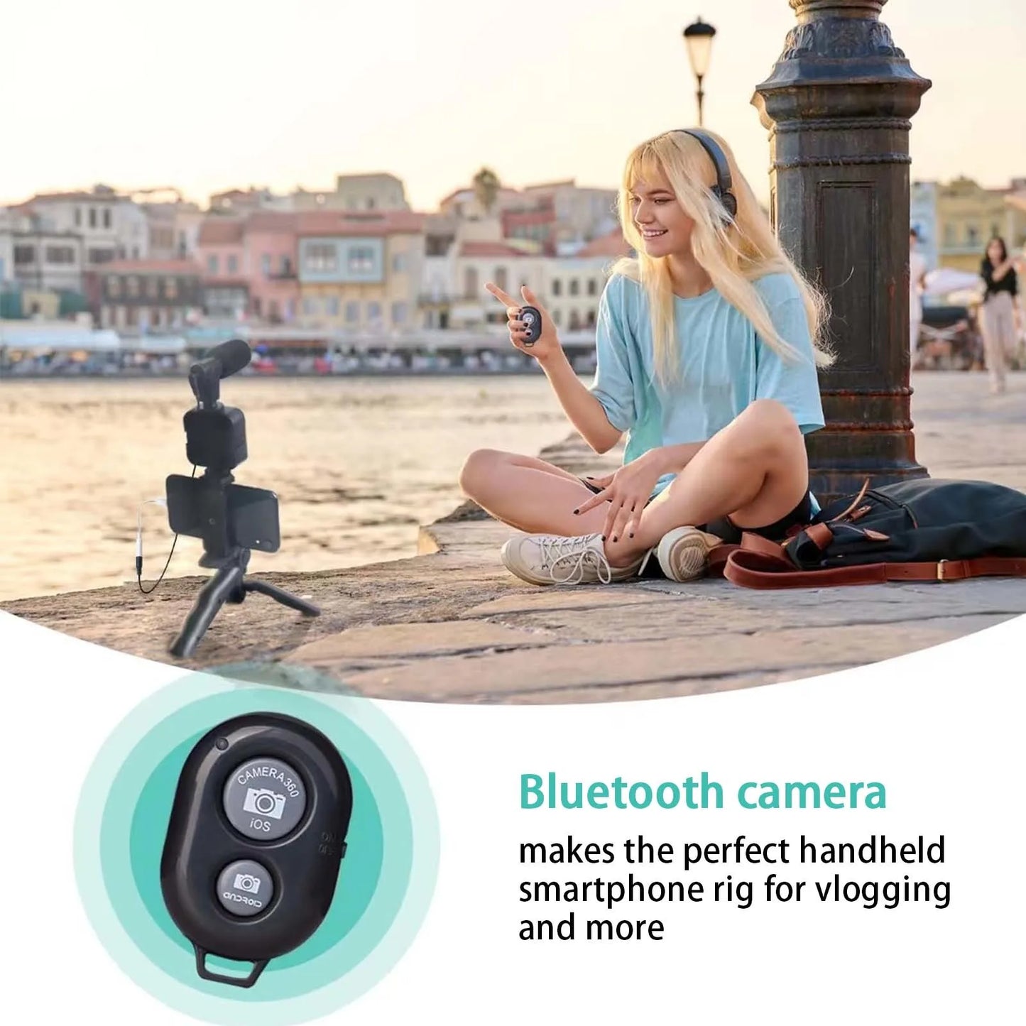 Smartphone Vlogging Kit for iPhone Android with Tripod Mini Microphone Starter Vlog kit