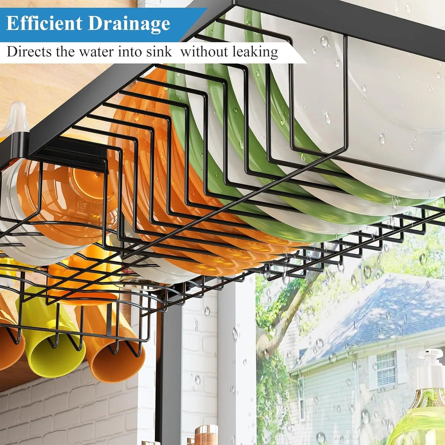 Over The Sink Dish Drying Rack, Adjustable (26.8" to 34.6") Large Dish Drainer Drying Rack