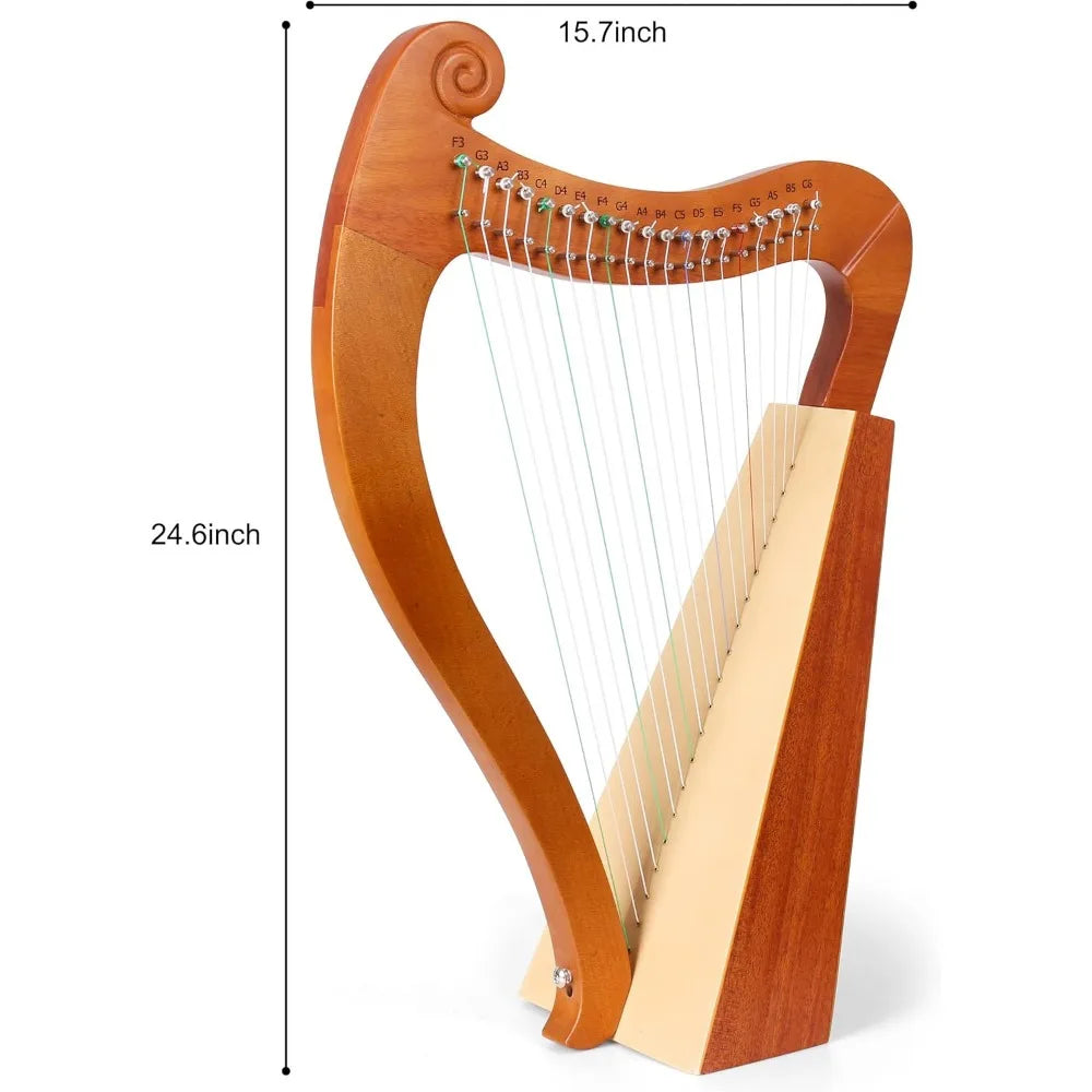 19-String Lyre Harp with Tuning Wrench