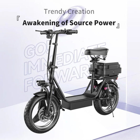 Folding electric scooter with trunk, 500W motor (peak 650W), 48V15AH, 20MPH, 30 mile long range, suitable for commuting travel