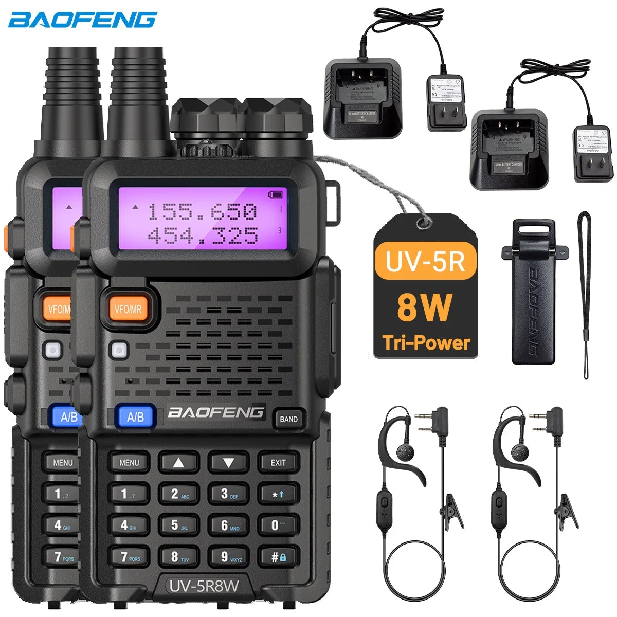 1/2/4 PCS Baofeng UV-5R 8W Walkie Talkie Ham Radio Dual Band VHF UHF Portable FM Amateur 1800mAh UV5R  Two way Radio For Climb