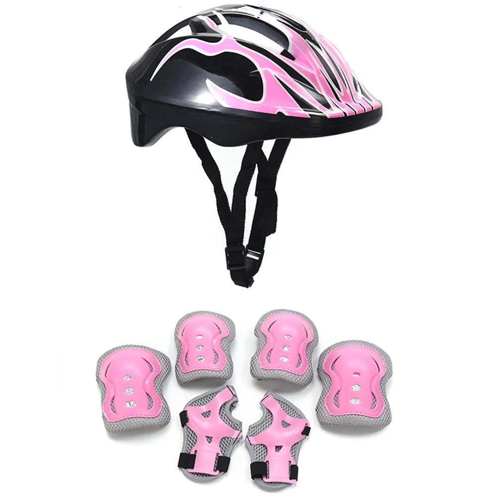 Kids Safety Helmet Knee Elbow Pad Set Kids Protective Gear Set for Bicycle Cycling Skateboard Scooter Skating