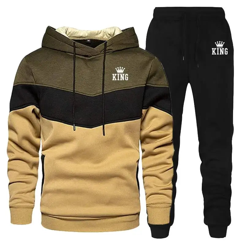 Men's Tracksuit Running Casual Hoodies Sweatpants Two Piece Sets Winter Sports Suit