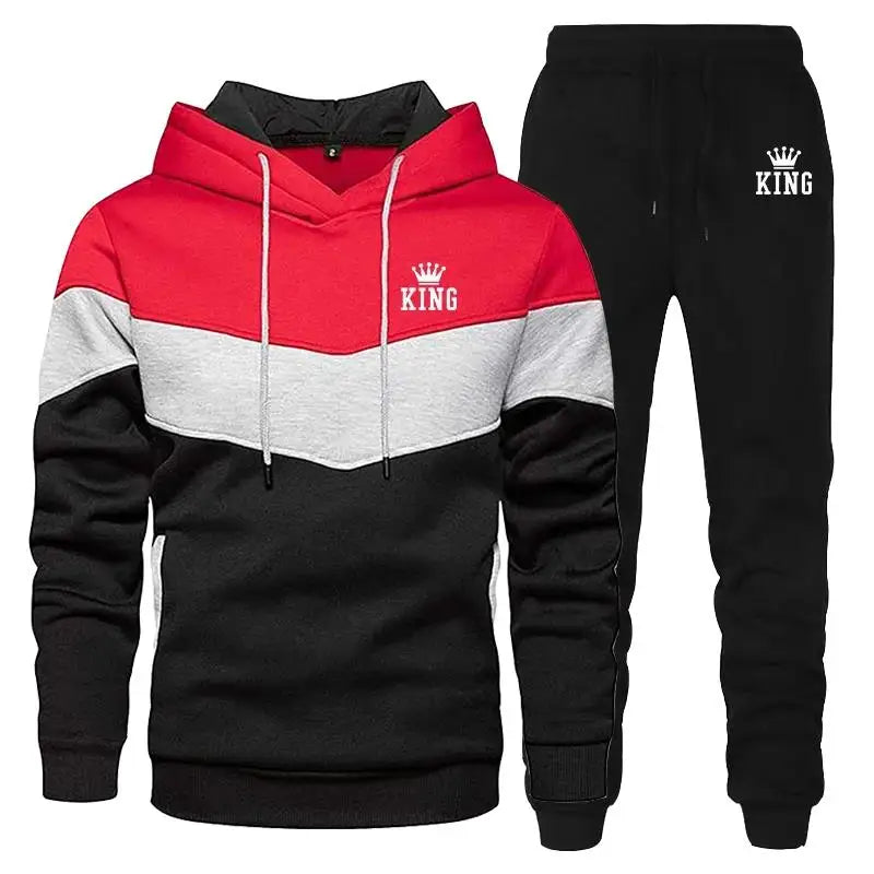 Men's Tracksuit Running Casual Hoodies Sweatpants Two Piece Sets Winter Sports Suit