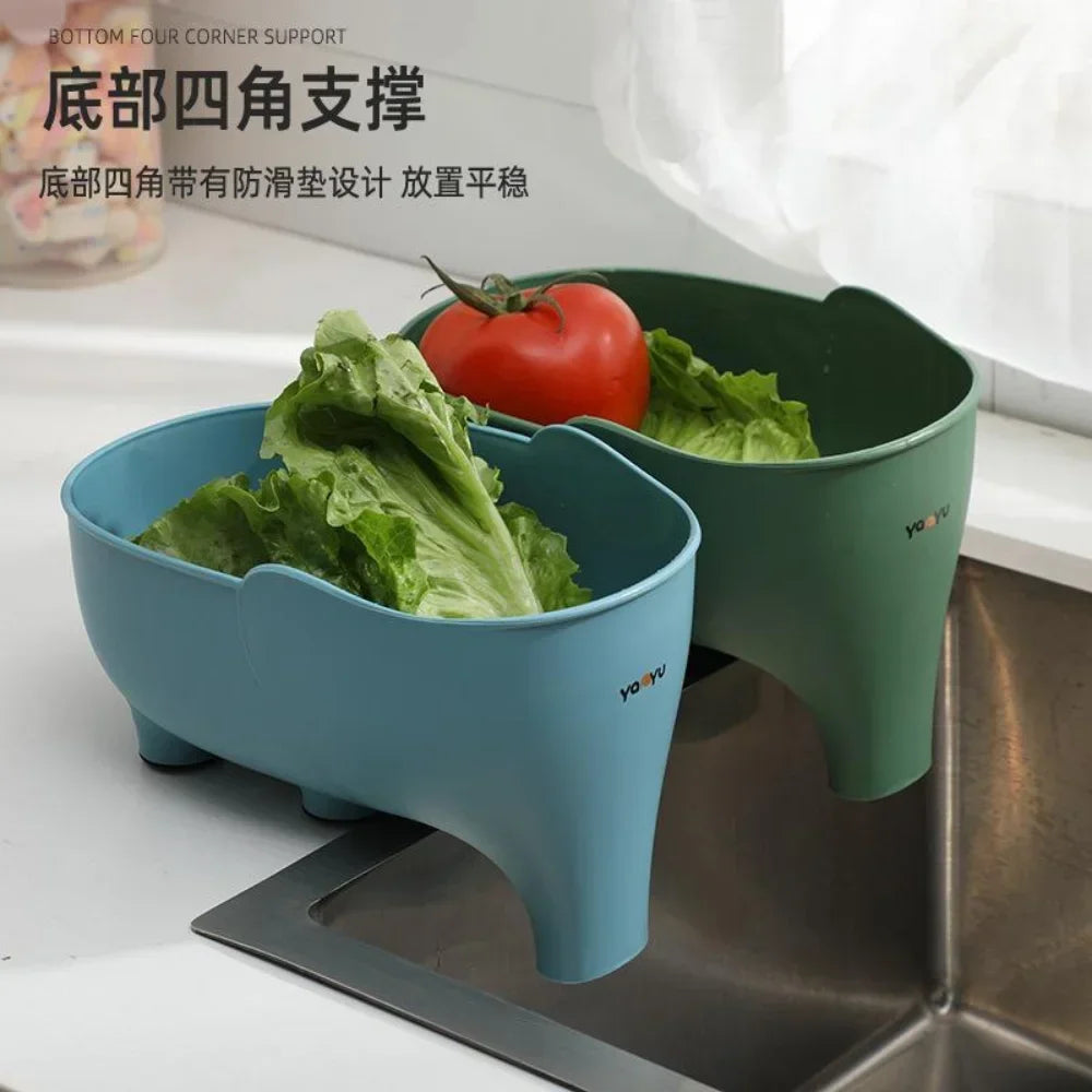 Sink Strainer Elephant Sculpt Leftover Drain Basket Fruit and Vegetable Washing Basket