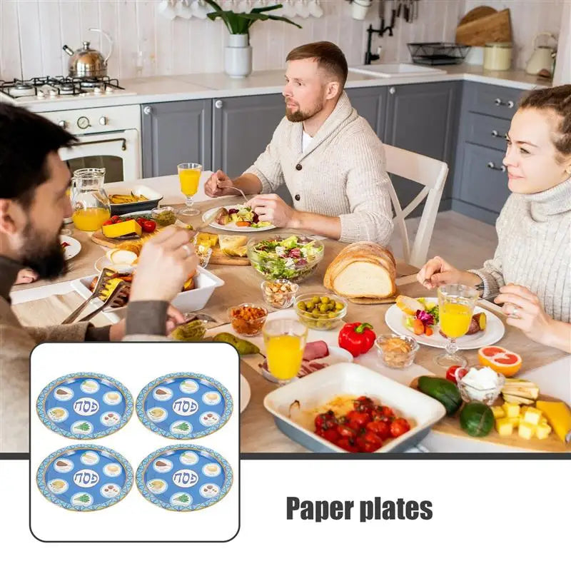 8pcs Paper Plates Disposable Tableware Jewish Passover Dinner Party Dinner