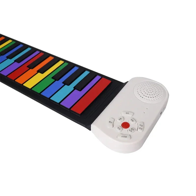 49 Keys Hand Roll Piano Portable Foldable Colorful Keyboard Hand Roll Electric Piano Rainbow Key