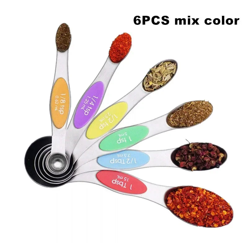 8 Pieces Magnetic Measuring Spoons Set Dual Sided Stainless Steel Kitchen Scale Tool Baking