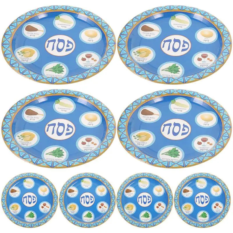 8pcs Paper Plates Disposable Tableware Jewish Passover Dinner Party Dinner