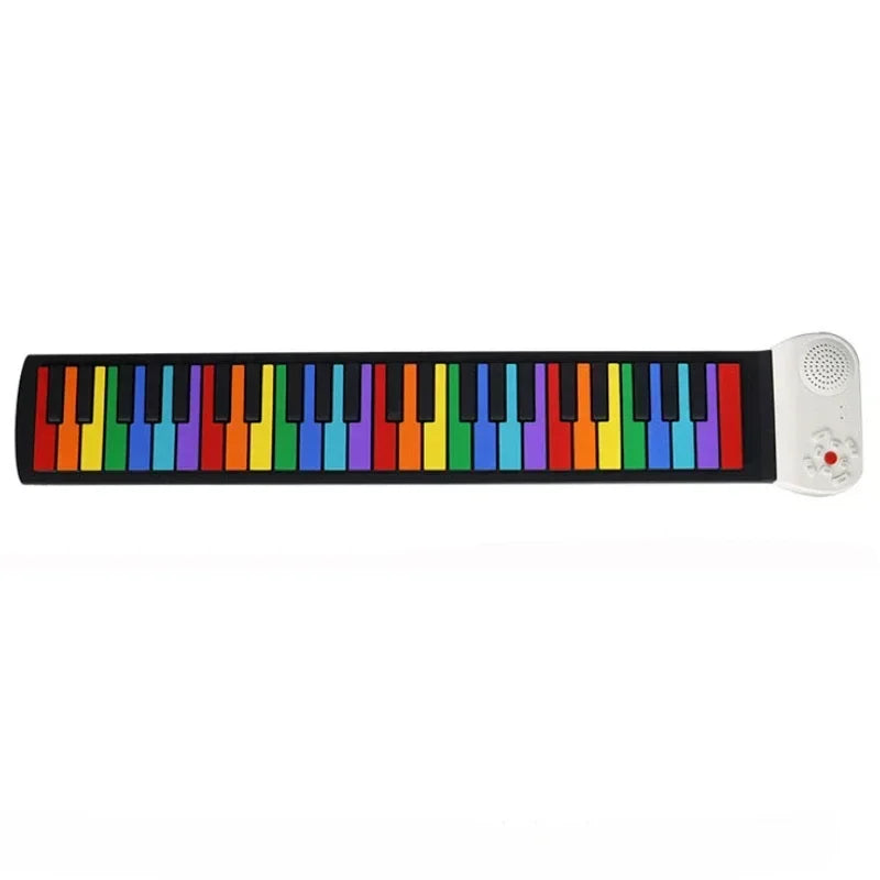 49 Keys Hand Roll Piano Portable Foldable Colorful Keyboard Hand Roll Electric Piano Rainbow Key