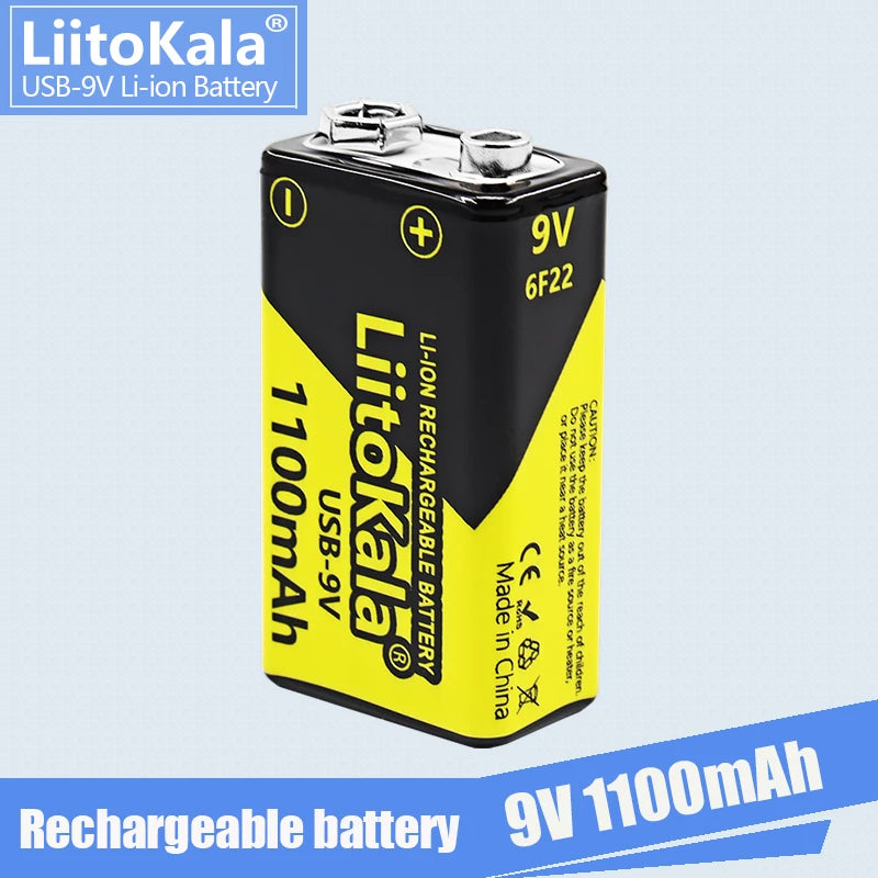 1-16pcs LiitoKala 9V 1100mAh li-ion Rechargeable battery USB 9V Battery for Multimeter Microphone Toy Remote Control KTV use