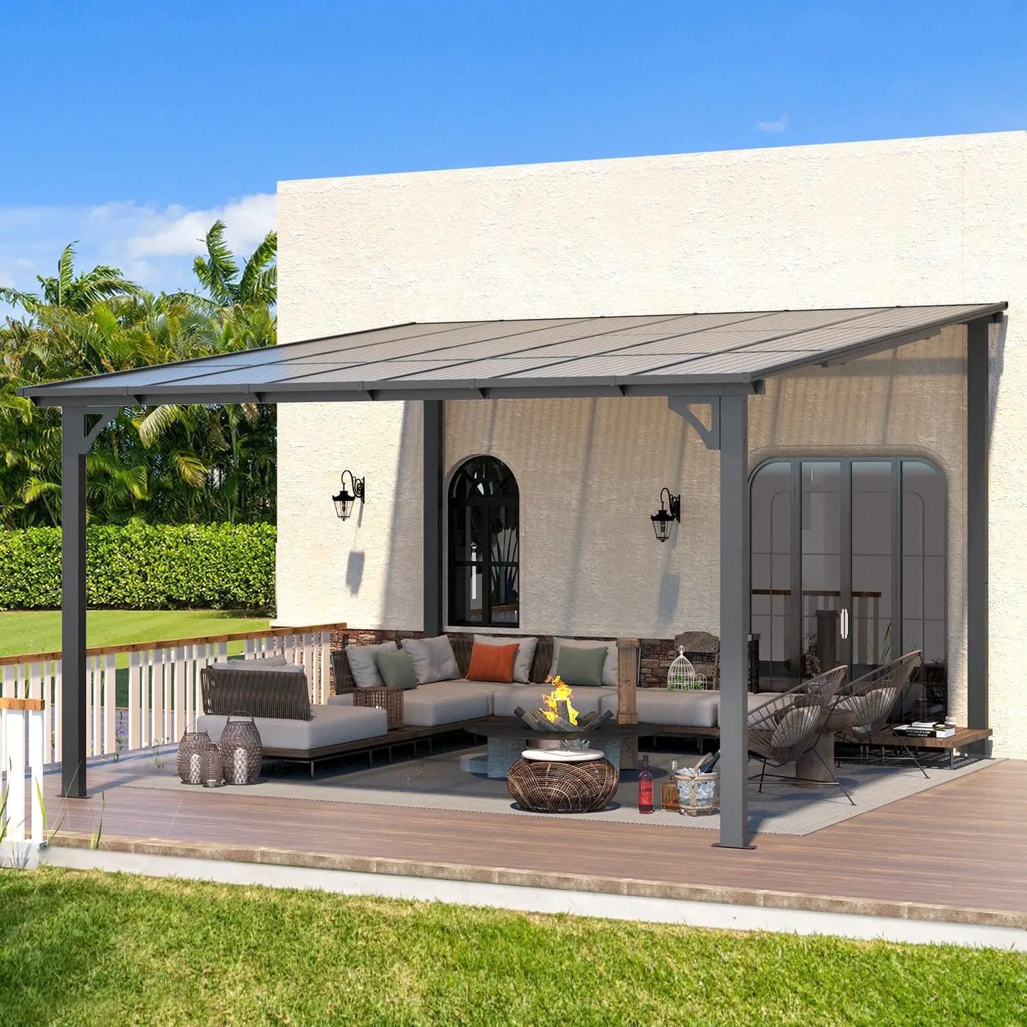 14' x 10' Gazebo for Patio,  (140 Sq.Ft Shaded), Large Wall-Mounted Heavy Duty Awnings