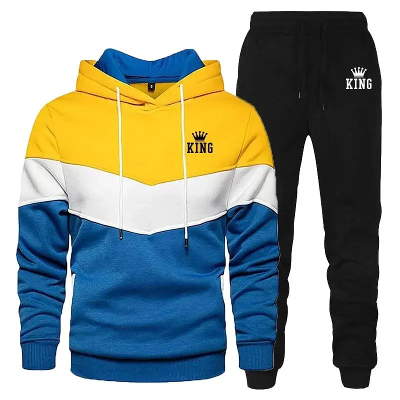 Men's Tracksuit Running Casual Hoodies Sweatpants Two Piece Sets Winter Sports Suit