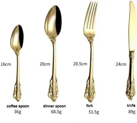 Flatware Sets 24pcs Dinnerware Set Gold Cutlery Fork Stainless Steel Spoon Royal Cutlery Knives Spoons Kitchen Spoon Tableware