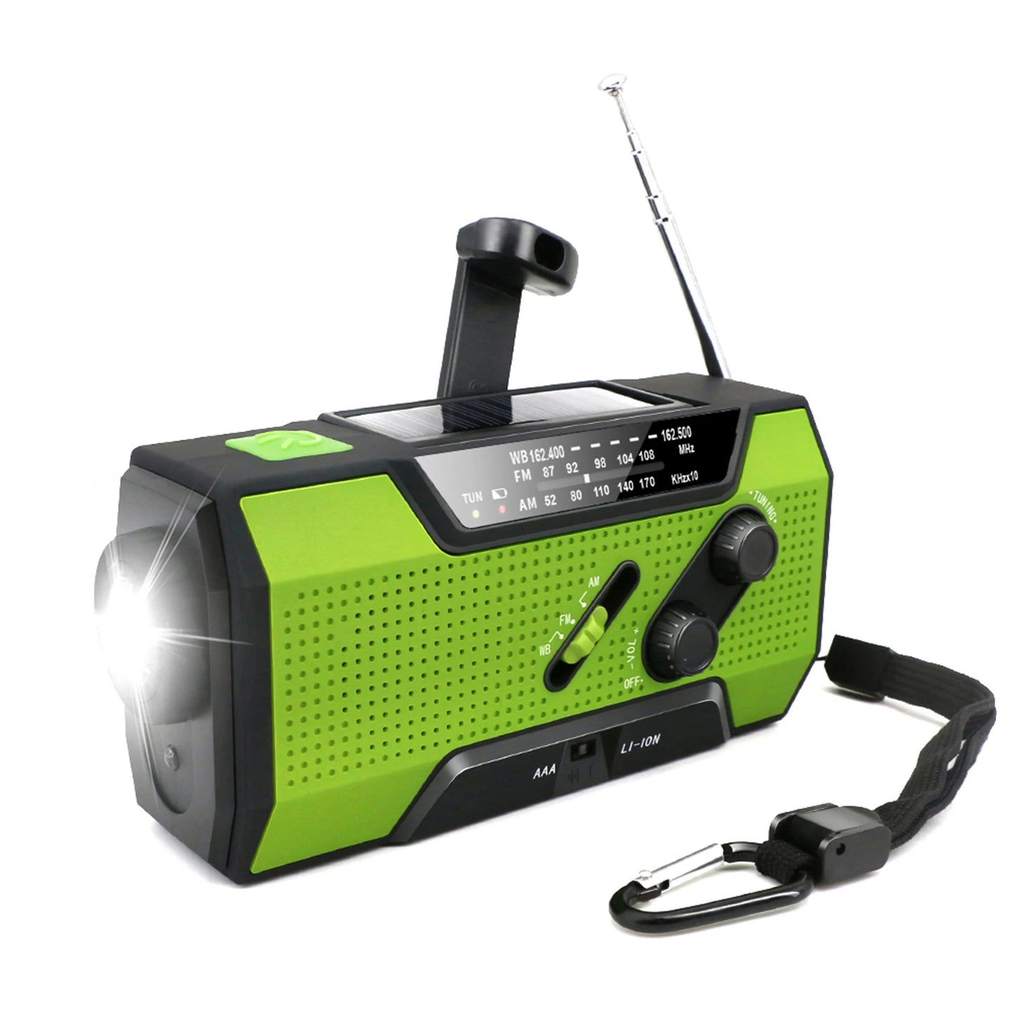 Emergency Weather Radio NOAA/AM/FM with 2000mAh Portable Power Bank USB/Solar/Hand Crank Charging, Battery Operated, SOS Alarm