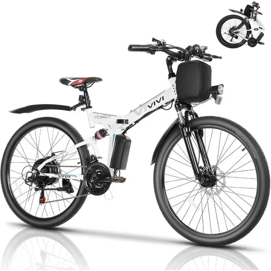 M026TGB 26" , Folding Electric Mountain Bike with 500W Motor, 21.7MPH, Up to 50 Miles, Dual Shock Absorber,