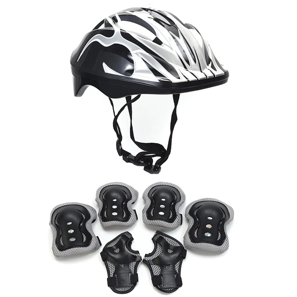 Kids Safety Helmet Knee Elbow Pad Set Kids Protective Gear Set for Bicycle Cycling Skateboard Scooter Skating