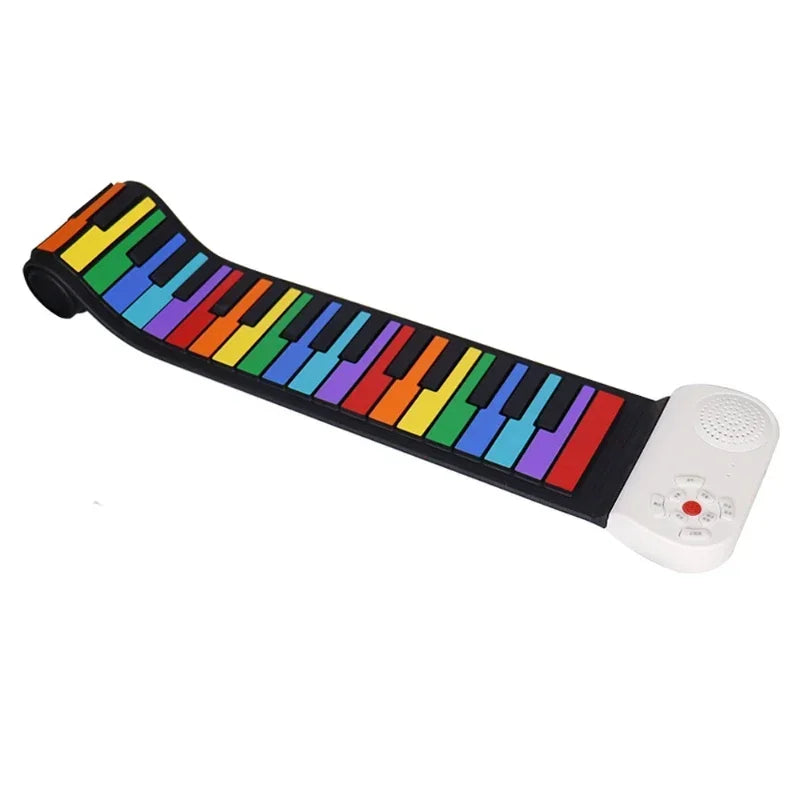 49 Keys Hand Roll Piano Portable Foldable Colorful Keyboard Hand Roll Electric Piano Rainbow Key