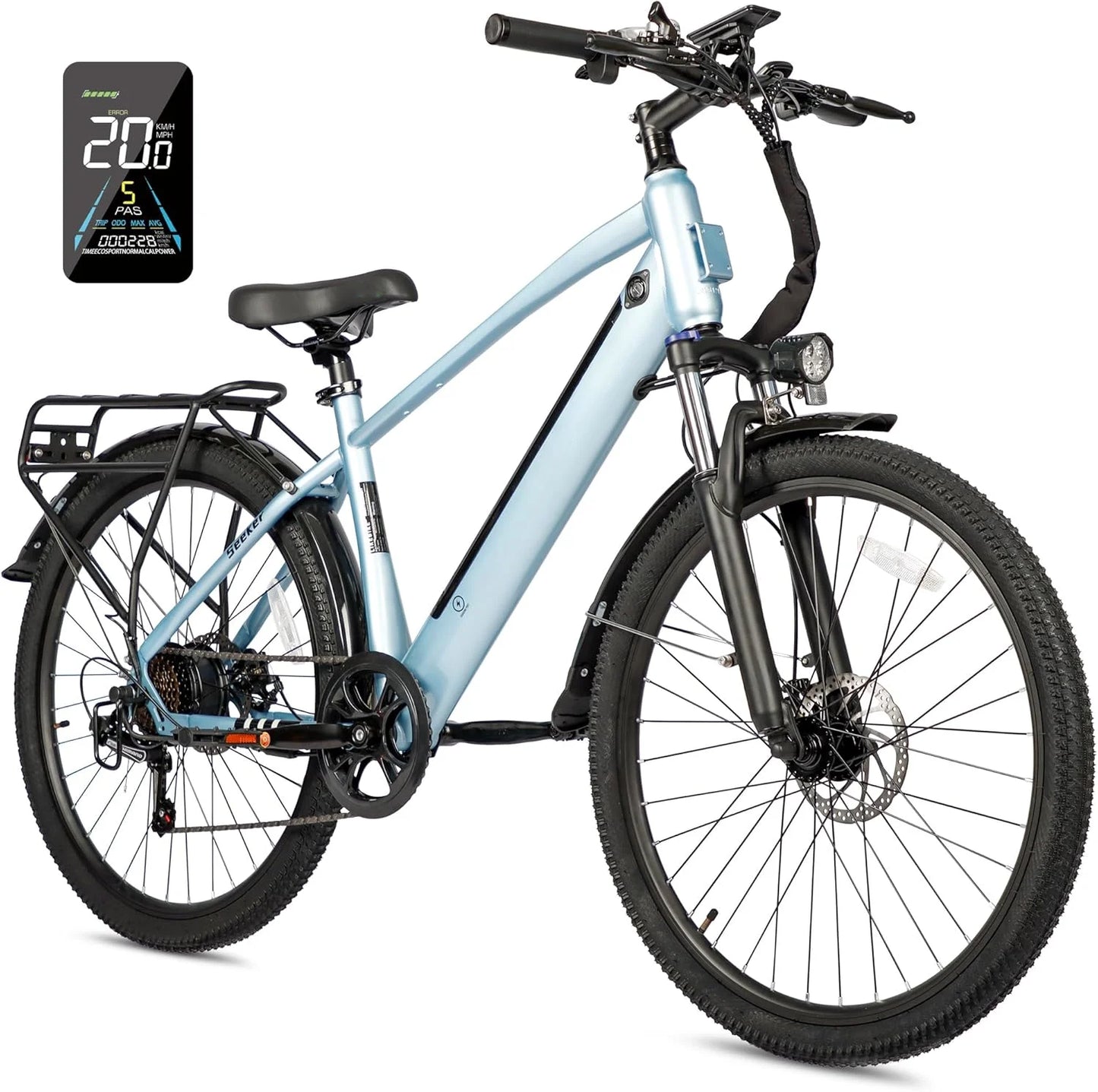 Adult Electric Bike with Peak 500W Brushless Motor, 35 Mile 324 WHr Removable Battery, Fork Suspension