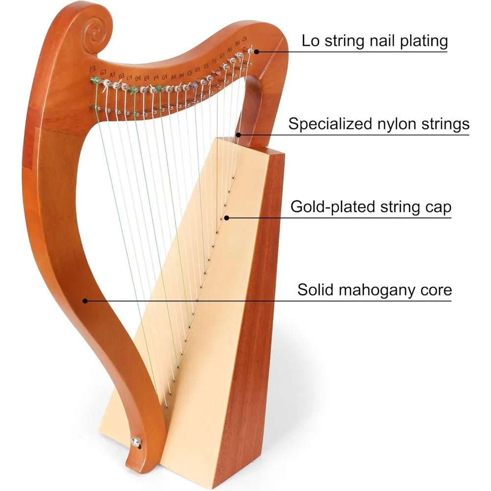 19-String Lyre Harp with Tuning Wrench