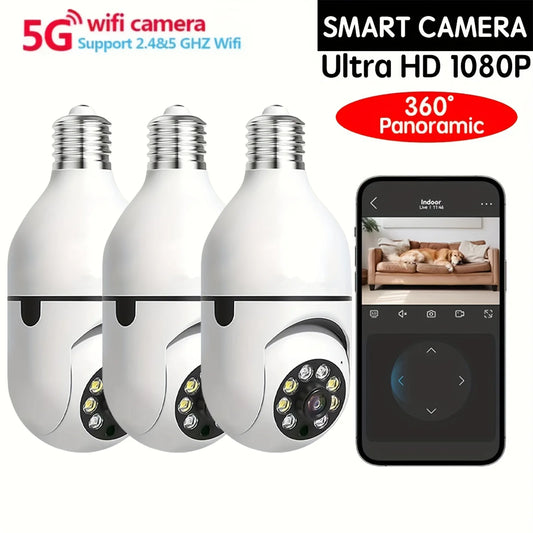 3Pc Ease Life APP-Light Bulb Security Cameras Outdoor Wireless WiFi Camera 5GHz, 360 Degree,