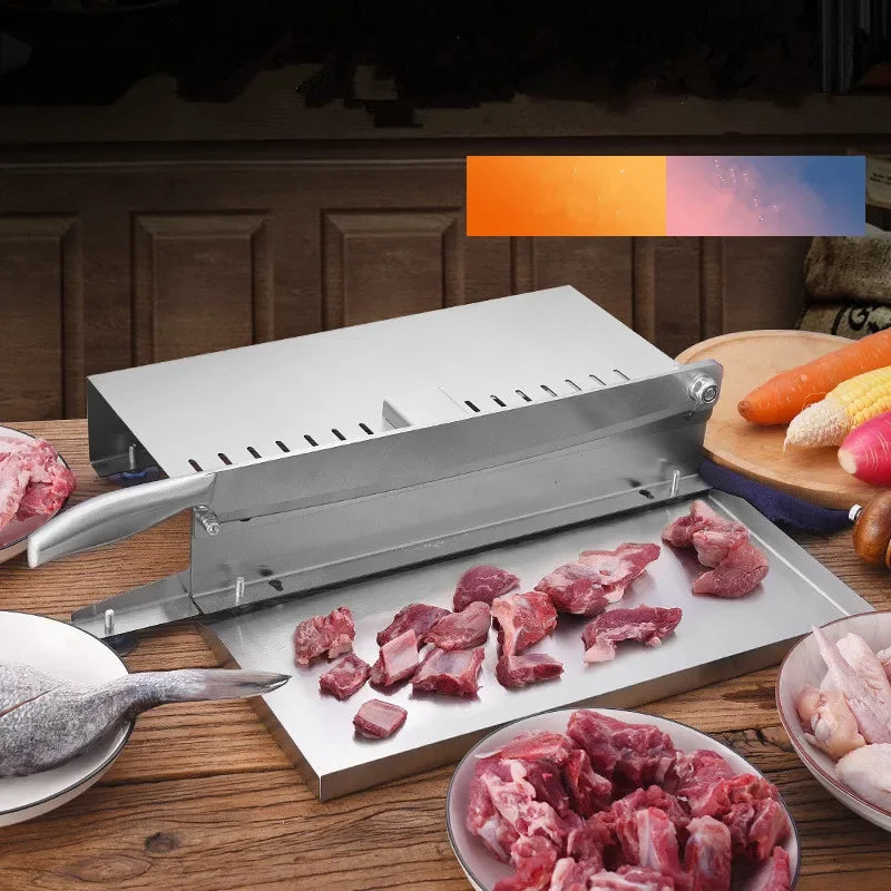 Manual Meat Slicer Spareribs Bone Cutter Machine Jerky Slicer Rib Chicken Fish Frozen Meat Vegetables Knife