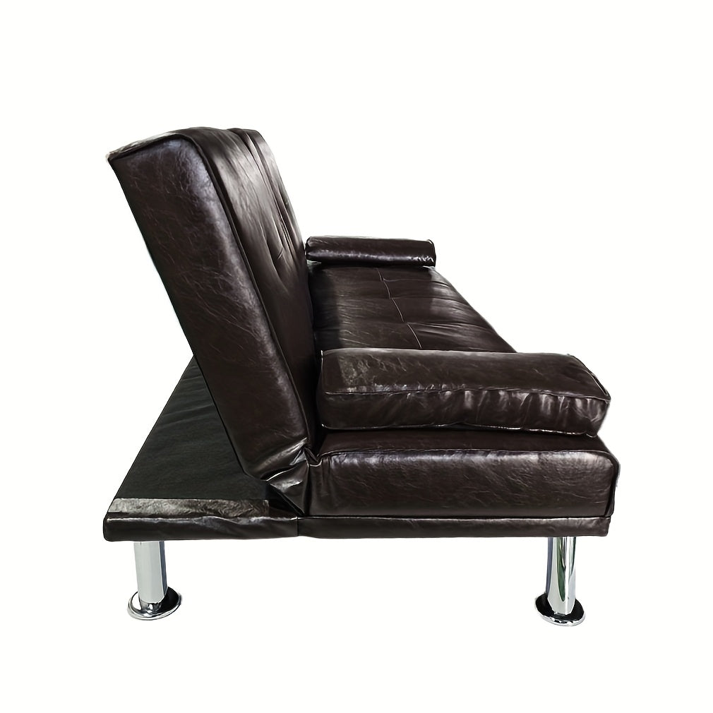 Faux Leather Modern Convertible Sofa Bed with Adjustable Recliner