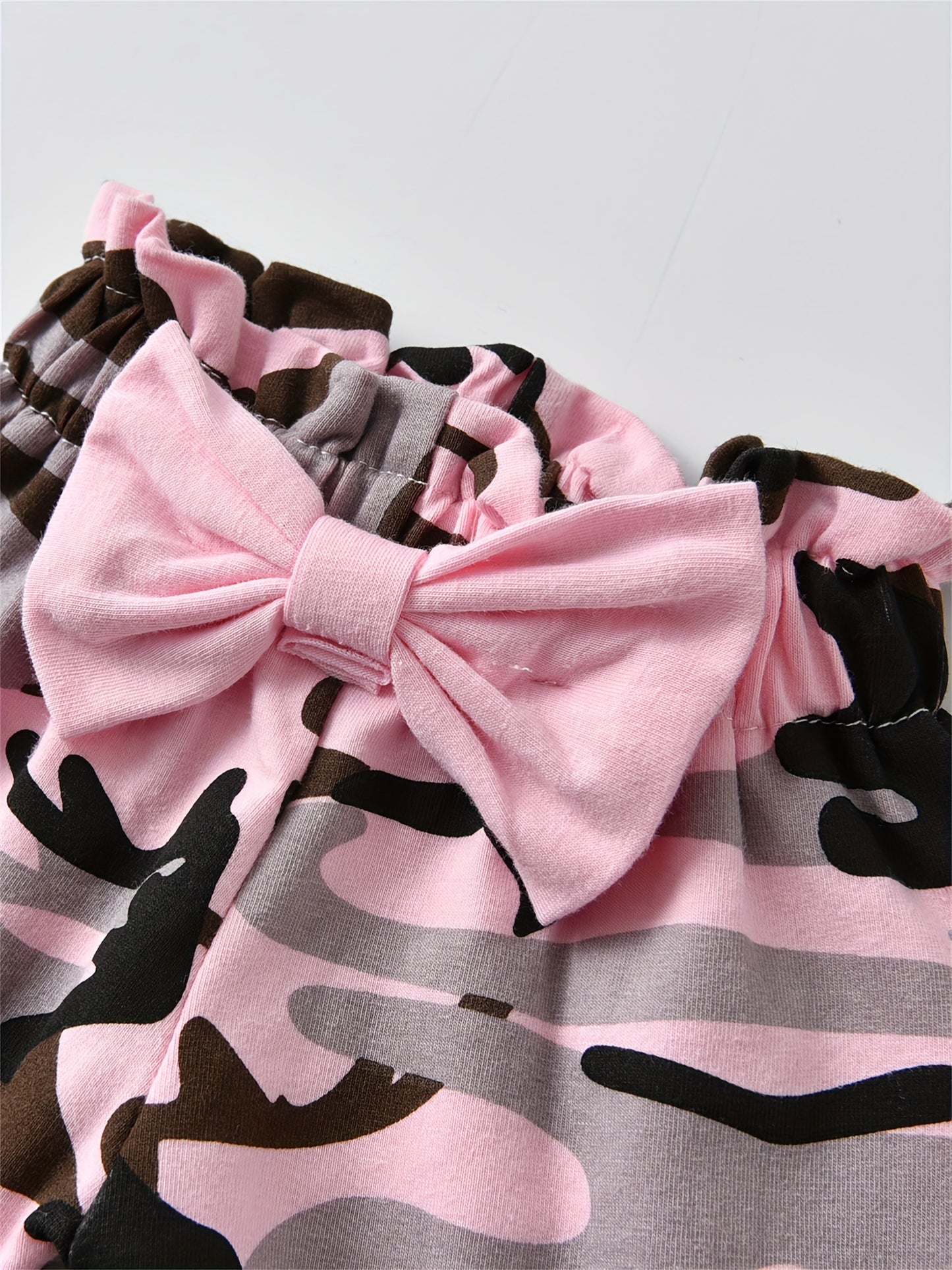 Baby Girl Long Sleeve Ruffle "Daddy's Little Girl" Top + Camouflage Bow Pant + Headband Newborn Outfit Set