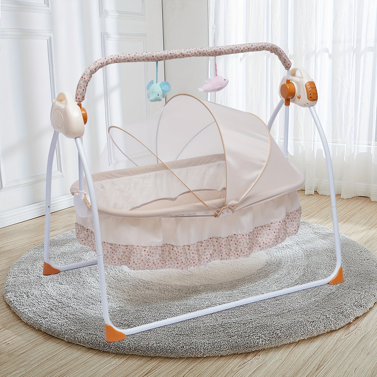 Electric Rocker Baby Swing Infant Cradle Bouncer Folding Bed (battery Is Not Included)