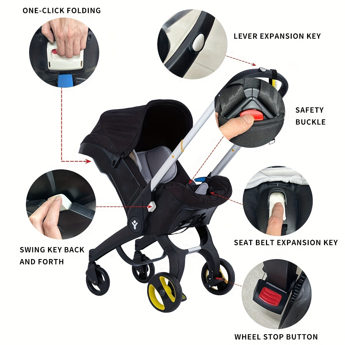 G301 Compact Stroller - Ultra-Lightweight, Easy-Fold, Front-Facing Single Seat with Adjustable Canopy