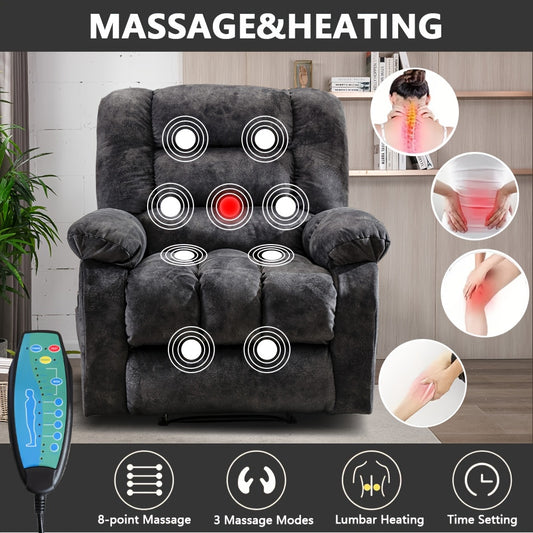 Single Comfortable Electric Elevating Recliner Chair with Full Body Massage, Heat, Ergonomic Design, Side Organizer Bag