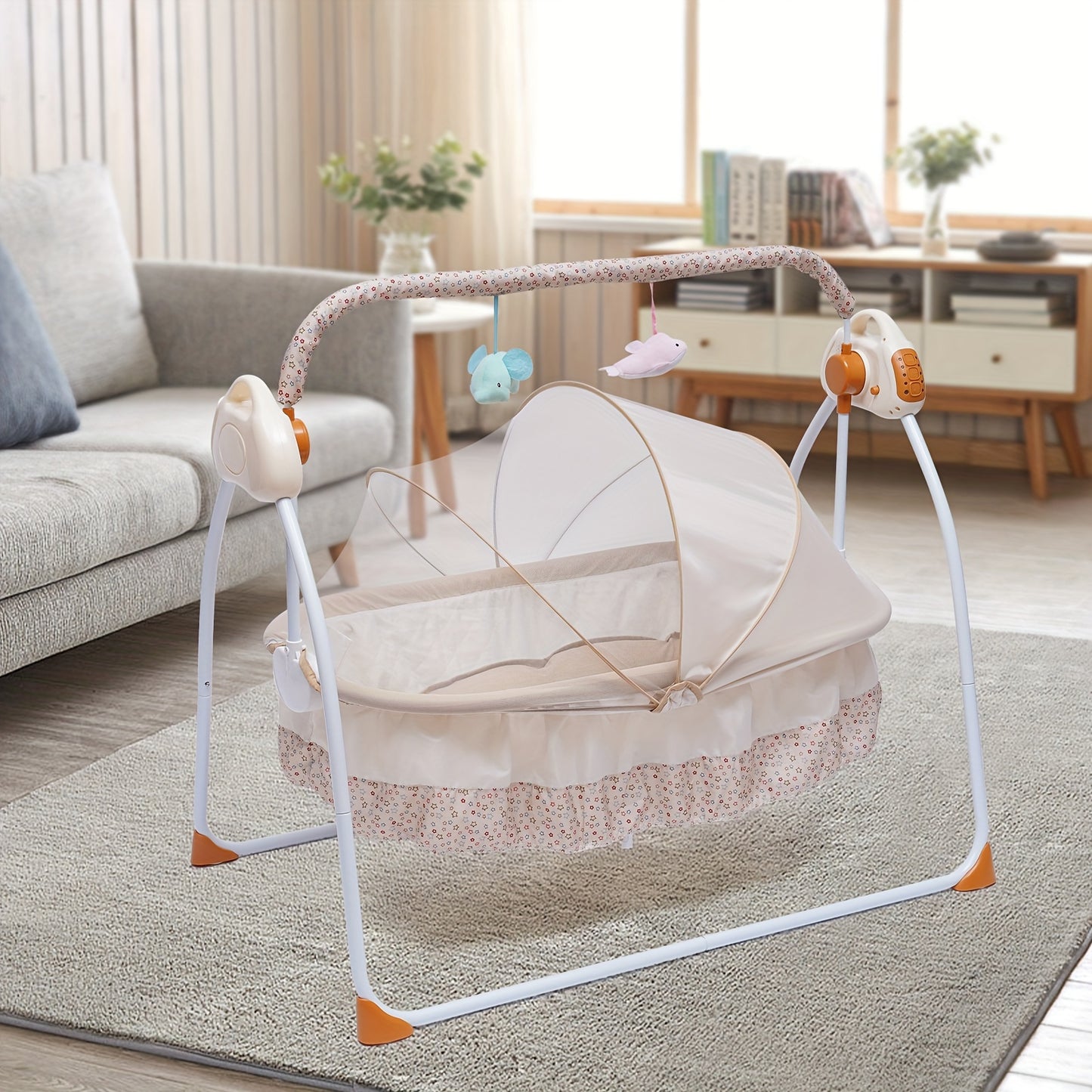 Electric Rocker Baby Swing Infant Cradle Bouncer Folding Bed (battery Is Not Included)