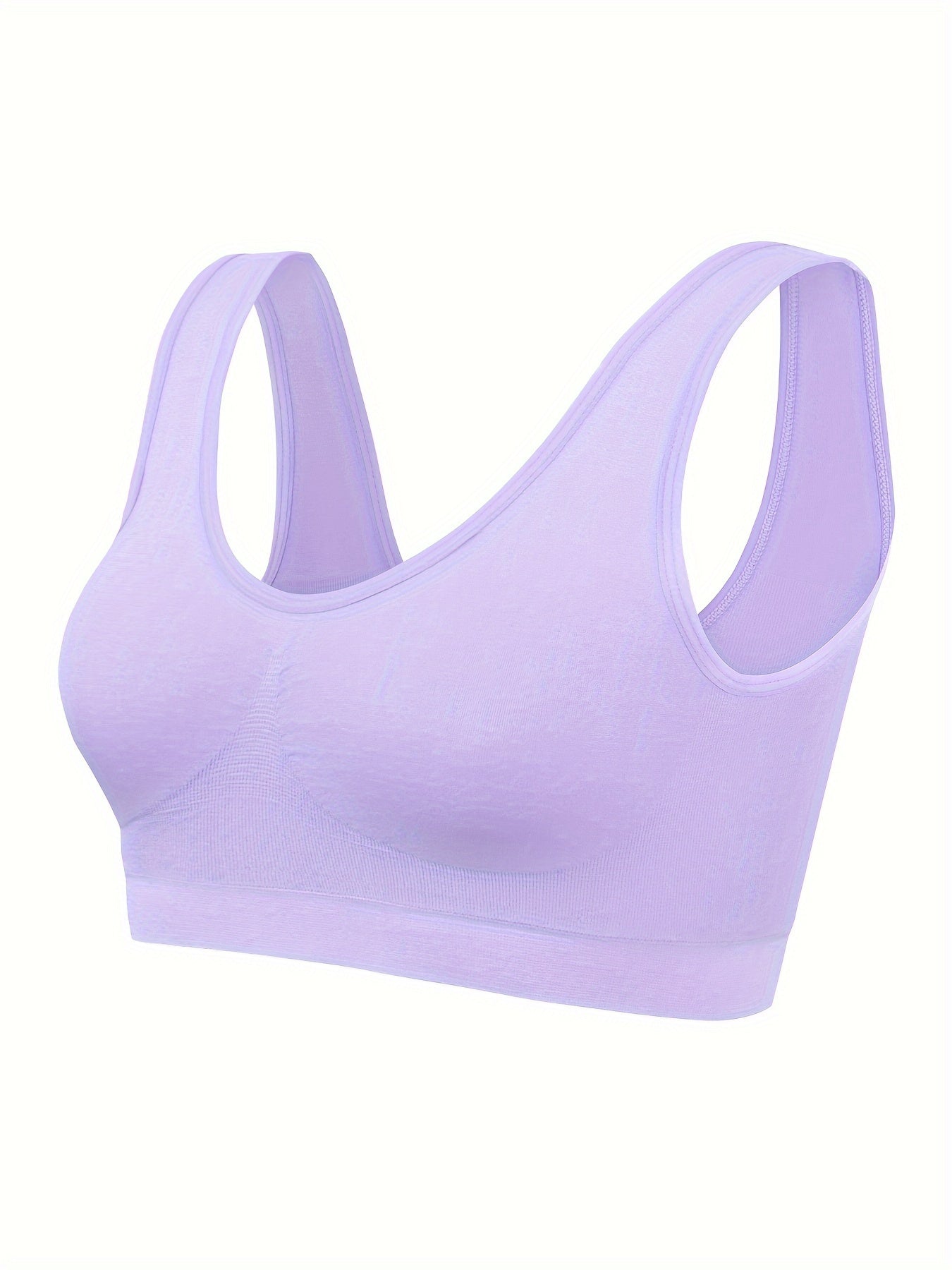 7pcs Solid Seamless Bra, Comfy Breathable Sporty Bra for Women's Lingerie