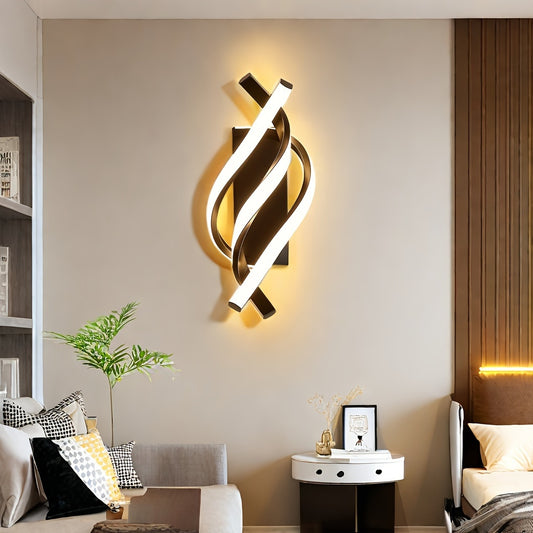 1pc Modern LED Wall Sconce, Cast Iron Semi-Flush Mount Fixture with Polished Metal Finish,ch Control,