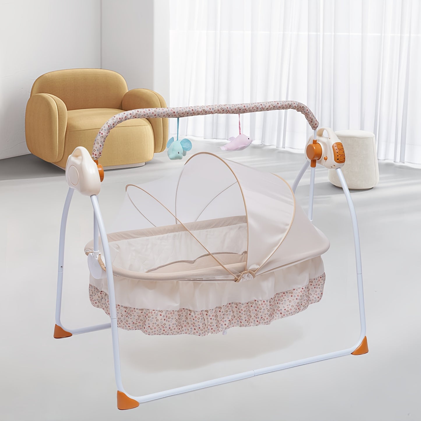 Electric Rocker Baby Swing Infant Cradle Bouncer Folding Bed (battery Is Not Included)