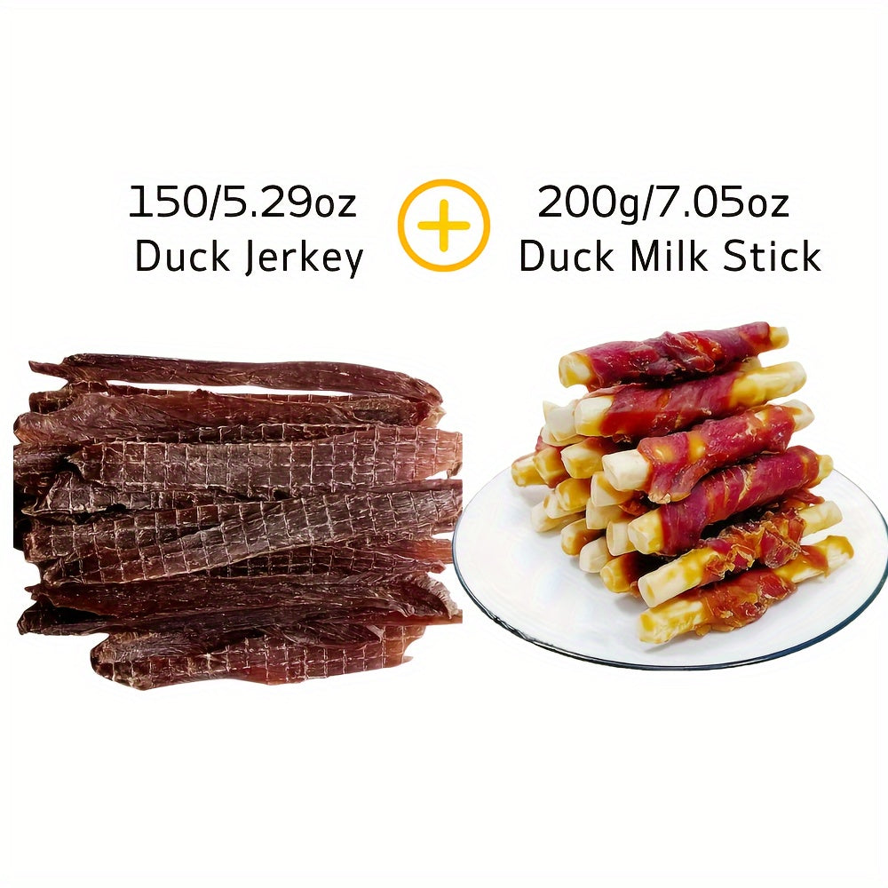 14.11oz/ 400g Mixed Flavor Dog Chews, Chicken Jerky, and  Duck Milk Jerky. Perfect for Training